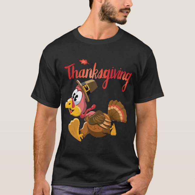 Thanksgiving grateful, fall, pumpkin, turkey, T-Shirt (Front)