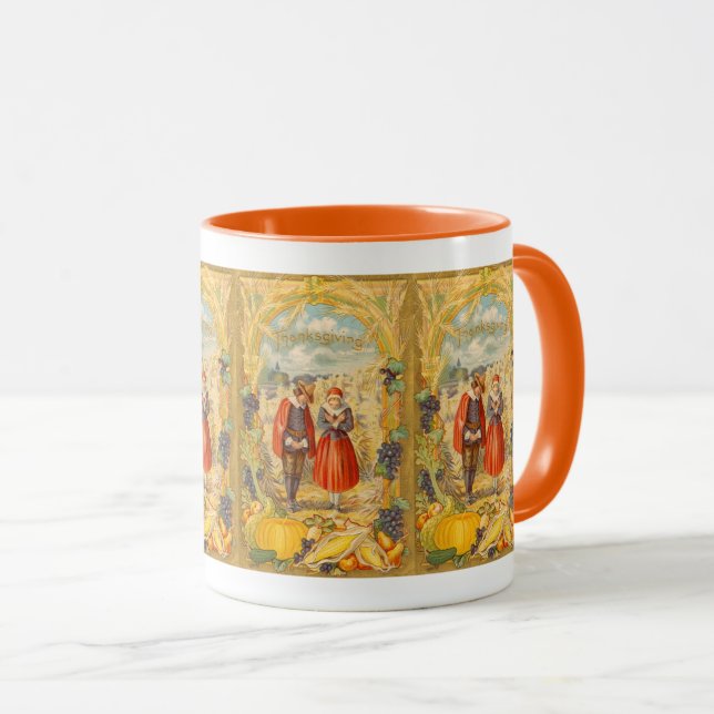 Thanksgiving Grateful Pilgrims Mug (Front Right)