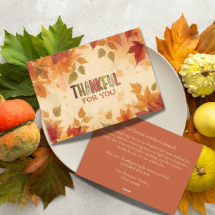 Thanksgiving Gratitude Appreciation For Teachers Holiday Card