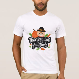 Thanksgiving Gratitude - Cute Dog Pilgrim Design T-Shirt