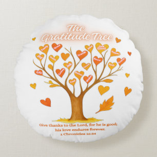 Thanksgiving Gratitude Tree Round Pillow