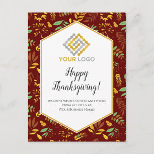 Thanksgiving Greenery Logo Business Postcard
