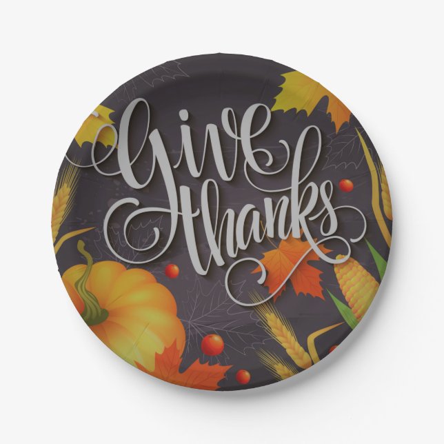 Thanksgiving Greeting  Paper Plate (Front)