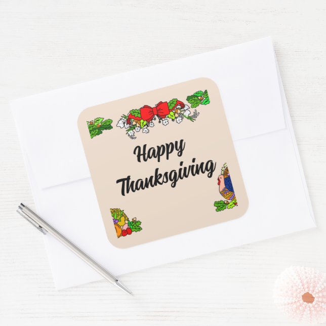 THANKSGIVING GREETING SQUARE STICKER (Envelope)