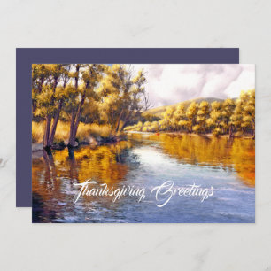 Thanksgiving Greetings. Autumn Scenery  Holiday Card