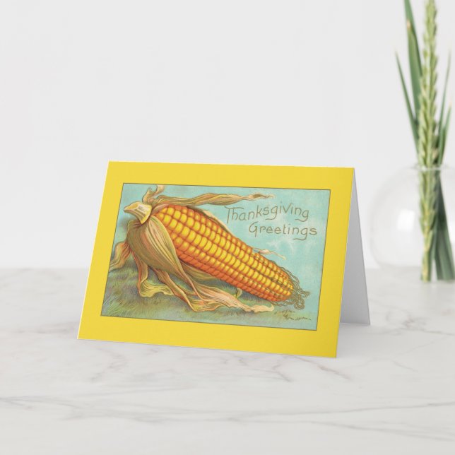 Thanksgiving Greetings Beautiful Corn Holiday Card (Front)