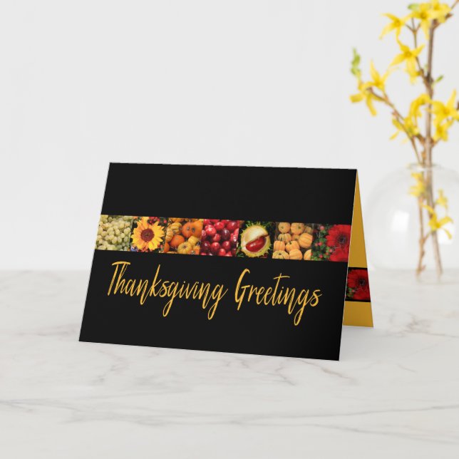 Thanksgiving Greetings Colourful Autumn Collage Card (Yellow Flower)
