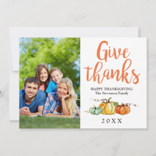 Thanksgiving greetings photo card pumpkins