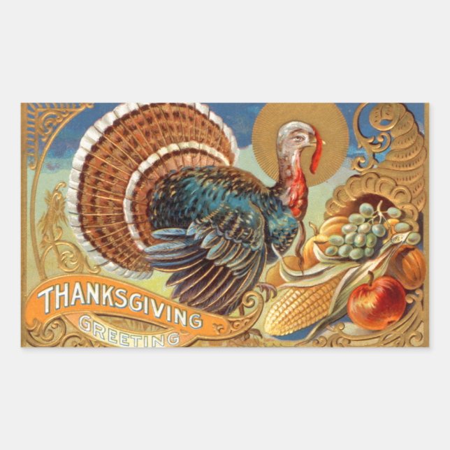 Thanksgiving Greetings Vintage Sticker (Front)