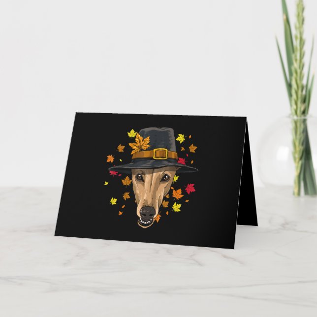 Thanksgiving Greyhound Pilgrim Costume Men Women Holiday Card (Front)