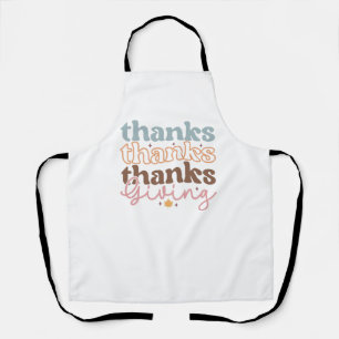 Thanksgiving groovy typography design apron