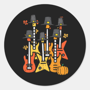 Thanksgiving Guitars Fall Rock Music Riocker Men B Classic Round Sticker