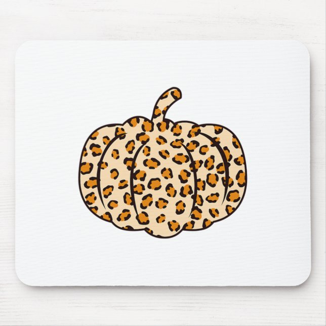 Thanksgiving Halloween Fall animal Leopard Pumpkin Mouse Mat (Front)