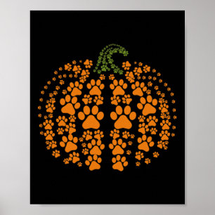 Thanksgiving Halloween Fall Cute Paws Pumpkin Pet  Poster