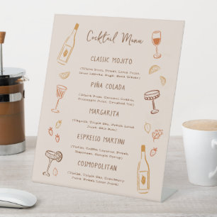 Thanksgiving Hand-Drawn Signature Cocktail Menu Pedestal Sign