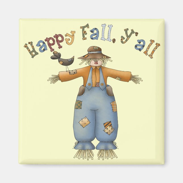 Thanksgiving Happy Fall Square Magnet (Front)