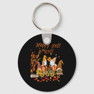 Thanksgiving Happy Fall Yall Gnome Leopard Key Ring