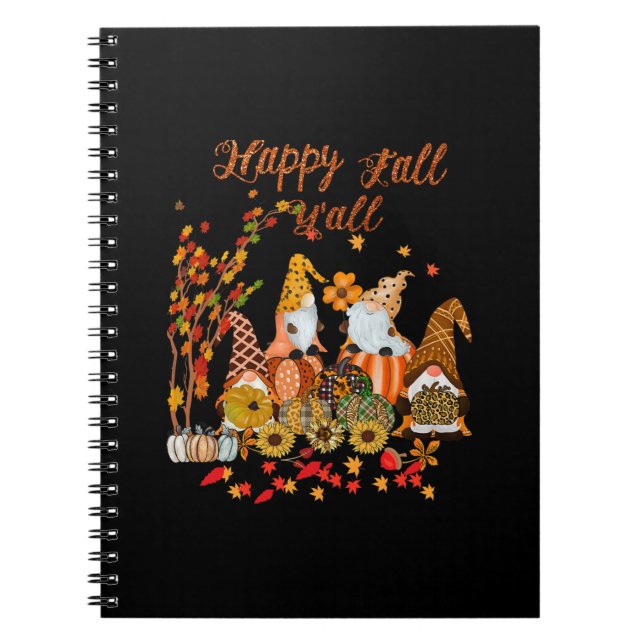 Thanksgiving Happy Fall Yall Gnome Leopard Notebook (Front)