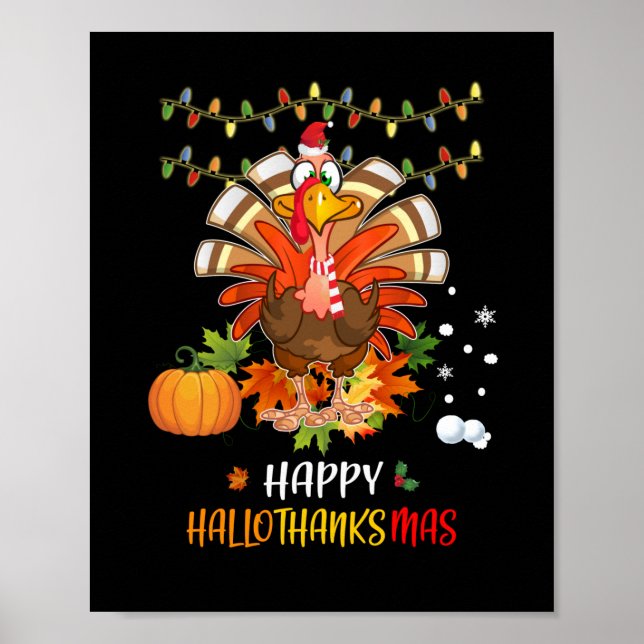 Thanksgiving Happy Hallothanksmas Pumpkin Poster (Front)