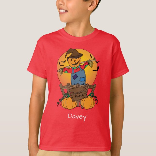 Thanksgiving Happy Pumpkin Patch Scarecrow T-Shirt (Front)