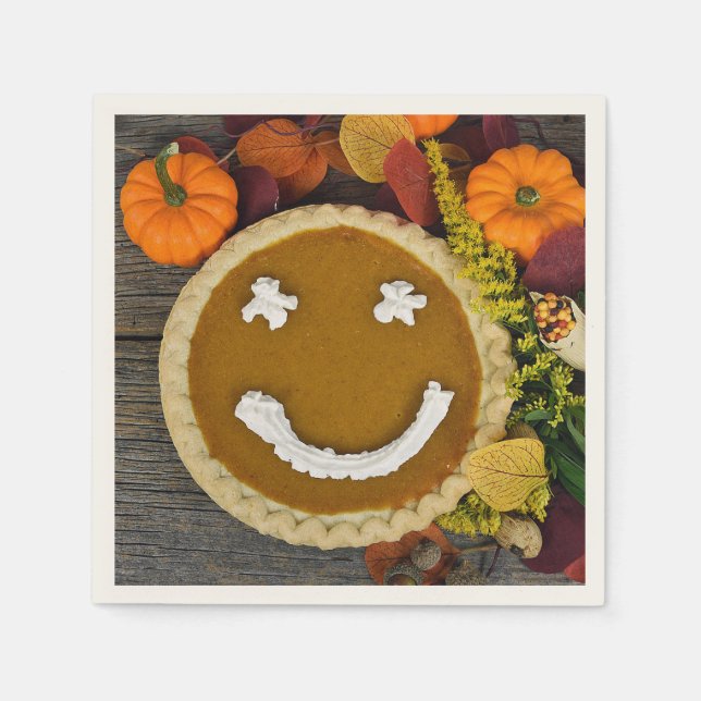 Thanksgiving Happy Pumpkin Pie Napkin (Front)