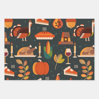 Thanksgiving Happy Turkey Day pattern gift Wrapping Paper Sheet