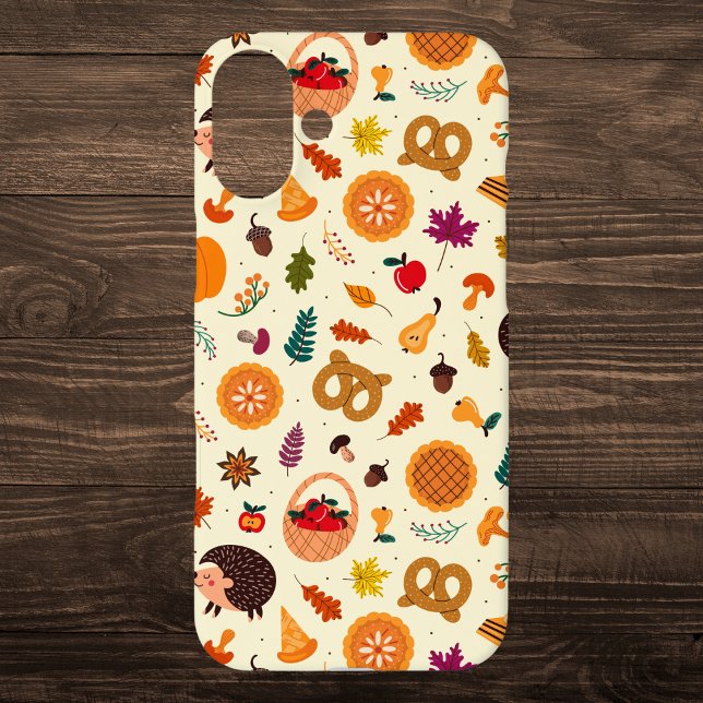 Thanksgiving Harvest and Hedgehog Pattern Case-Mate iPhone Case (Creator Uploaded)