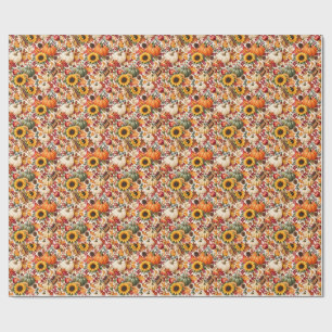 Thanksgiving Harvest Autumn Pumpkin watercolor Wrapping Paper