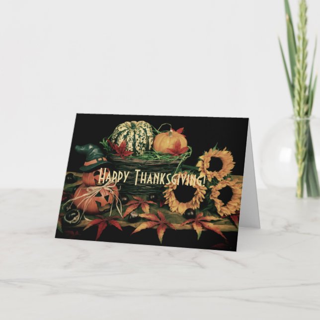 Thanksgiving harvest classic traditional vintage holiday card (Front)