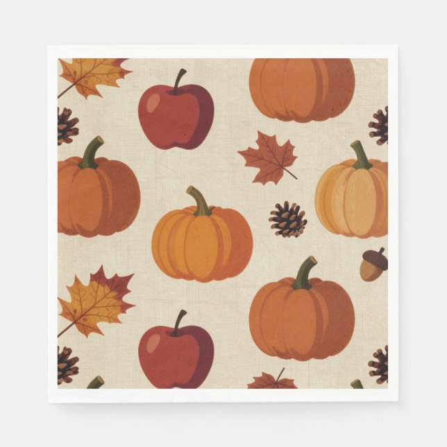 Thanksgiving Harvest Cornucopia | Baby Shower Napkin (Front)