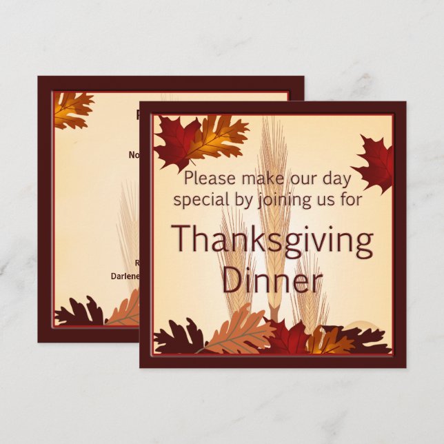 Thanksgiving Harvest Design Dinner Invitation (Front/Back)