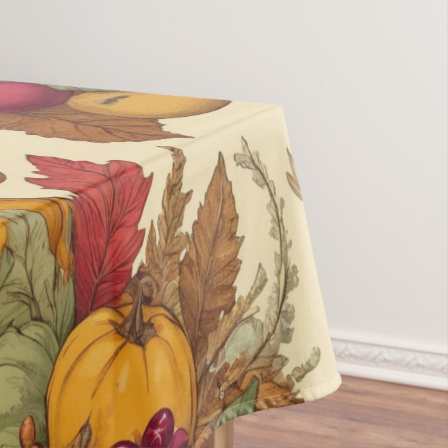 Thanksgiving Harvest Feast Red Gold Green Hues  Tablecloth (In Situ)