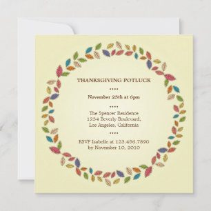 Thanksgiving Harvest Leaves Potluck Party Invitation