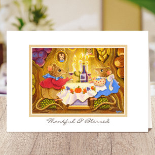 Thanksgiving Harvest Mice Custom Folded Holiday Card