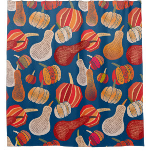 Thanksgiving Harvest: Pumpkin Vintage Art Shower Curtain