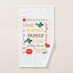 Thanksgiving Harvest Text Hand Towel