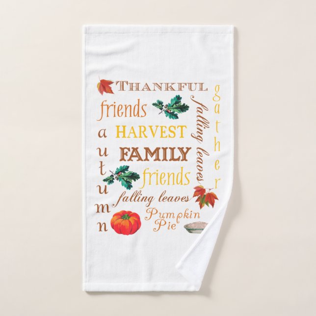 Thanksgiving Harvest Text Hand Towel (Hand Towel)