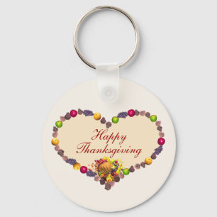 Thanksgiving Heart and Cornucopia Key Ring