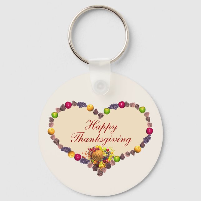 Thanksgiving Heart and Cornucopia Key Ring (Front)