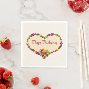 Thanksgiving Heart and Cornucopia Napkin
