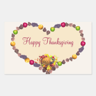 Thanksgiving Heart and Cornucopia Rectangular Sticker