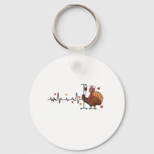 Thanksgiving Heartbeat Turkey Nurse Pulse Fall RN Key Ring