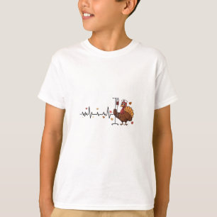 Thanksgiving Heartbeat Turkey Nurse Pulse Fall RN T-Shirt
