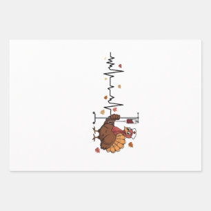 Thanksgiving Heartbeat Turkey Nurse Pulse Fall RN Wrapping Paper Sheet