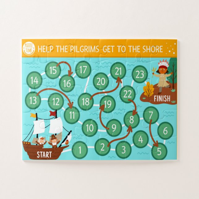 Thanksgiving Help The Pilgrims Get To The Shore Jigsaw Puzzle (Horizontal)