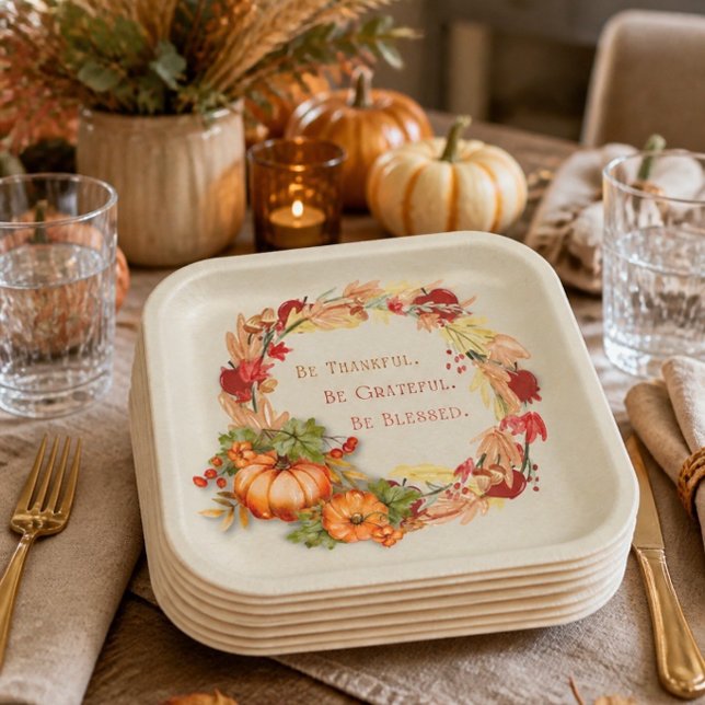 Thanksgiving Holiday 9" Square Paper Plate (Creator Uploaded)