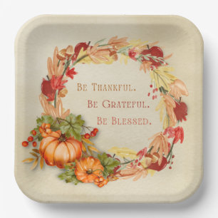 Thanksgiving Holiday 9" Square Paper Plate
