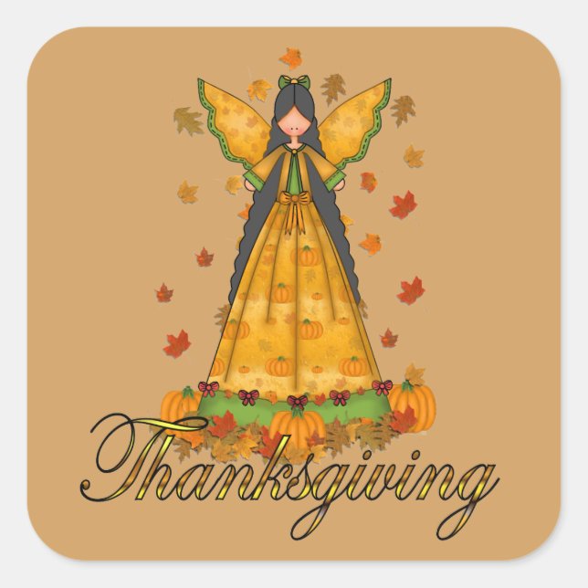 Thanksgiving Holiday Angel Seasonal fun sticker (Front)