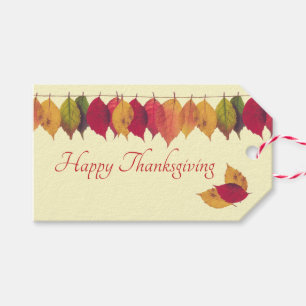 Thanksgiving Holiday Autumn Colourful Leaves Borde Gift Tags