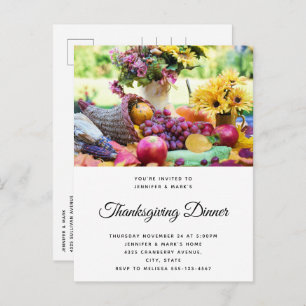 Thanksgiving Holiday Autumn Harvest Table Invitation Postcard